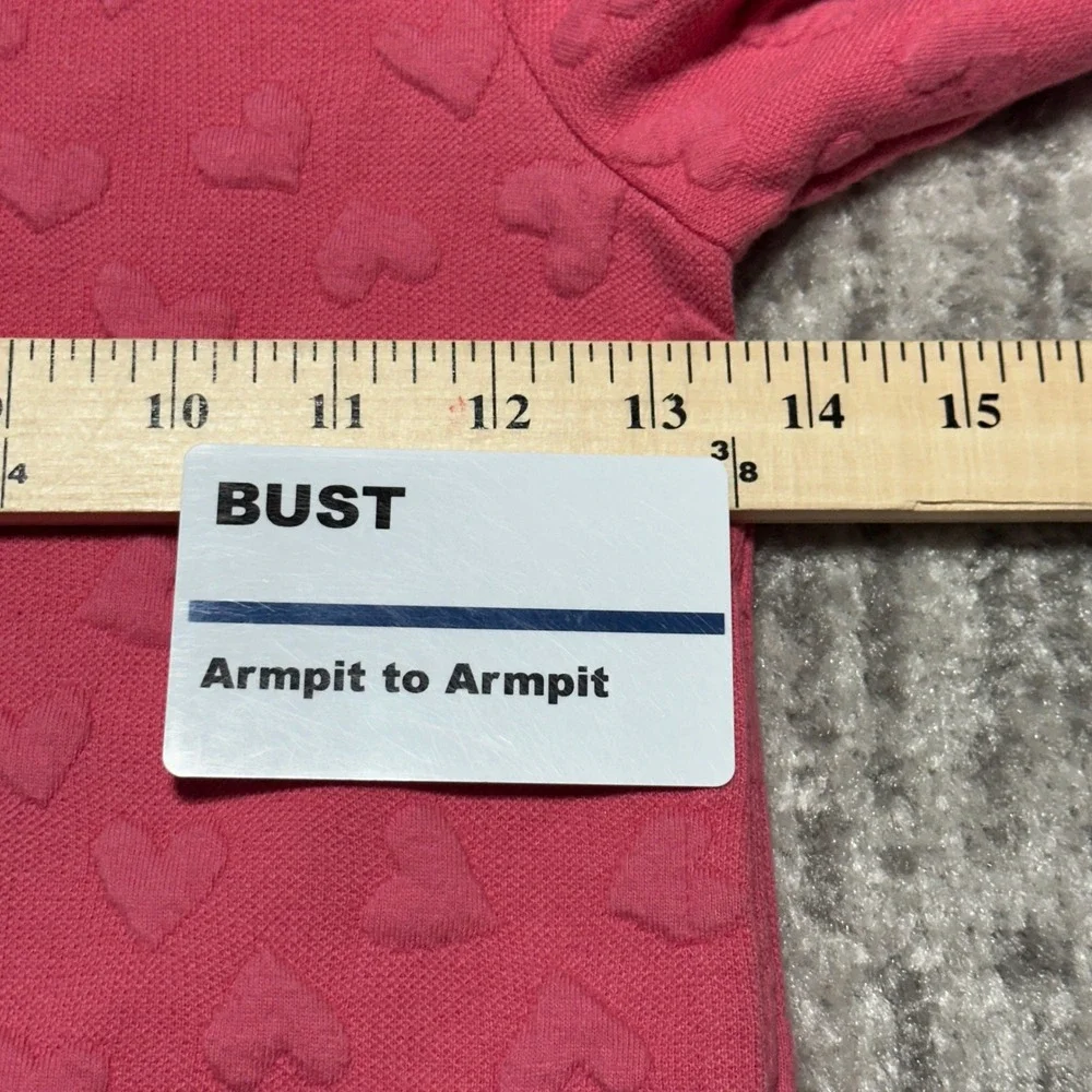 Gymboree Hoodie Kids S 5-6 Pink Embossed Heart Full Zip Puff Shoulder Excellent